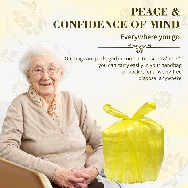 Dergik Large Adult Diaper Disposal Bags (18 x 23in), 96 Count, Lemon Scented, Waste Disposal for Elderly, Baby Dipaer Trash Bags, Sanitary Prouducts & Pet Waste Disposal, Yellow - Image 2